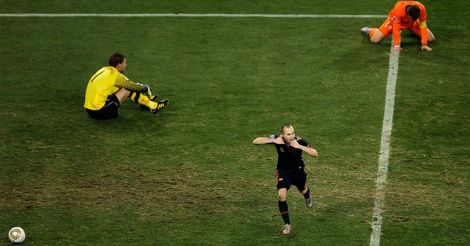 Andres Iniesta after winning goal in 2010